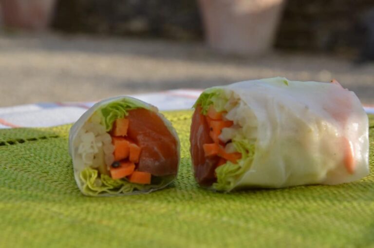 rouleaux de printemps au saumon fumé